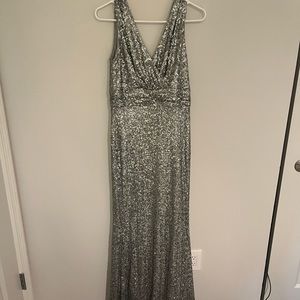 Badgley Mischka silver sequin dress